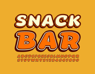 Vector creative sign Snack Bar. Retro style Font. Set of decorative Alphabet Letters and Numbers