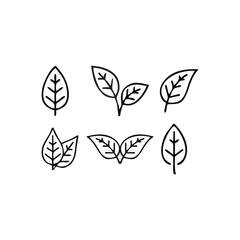 Leaf simple icon set.