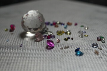 glass ball and gems
