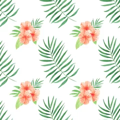  Seamless floral pattern, Tropical pattern. Beach and jungle seamless pattern. Surfing and relax fashion. Rainforest canopy. Green tropical leaves © Ana_Pierce