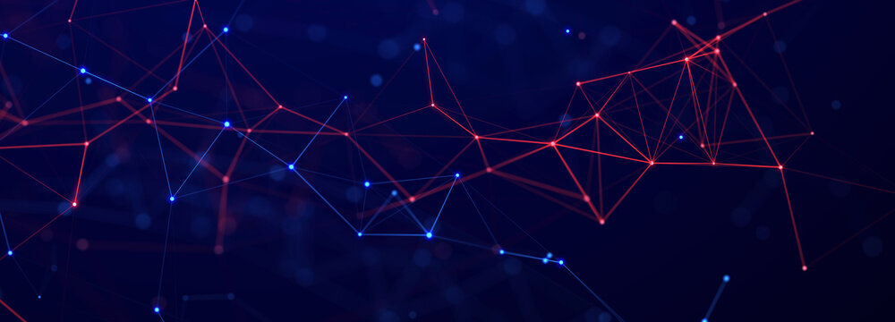 Technology background. Abstract digital combination dots and lines. Network connection structure. 3d Widescreen