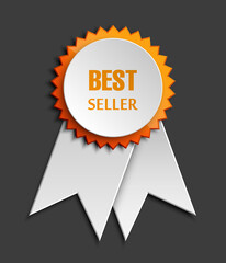 Special round reward banner tape. Awards Previum quality ribbon, sticky label band. Circle Offer Sticker stripe. Round label tag, Vintage badge sticker.