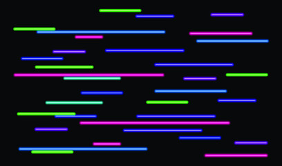 Color neon laser abstract banner. Glowing neon lines on the black perforated metal backdrop. Vector EPS10