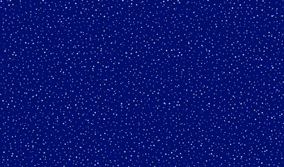 Falling snow background. Dark blue sky with falling snowflakes. Vector EPS10