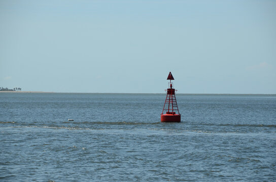Buoy floating on the sea