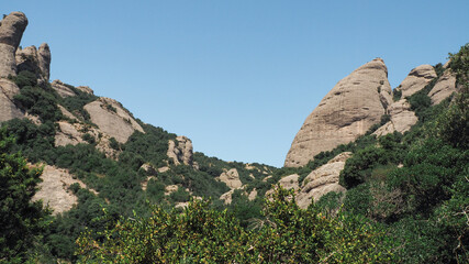Fototapeta na wymiar Hiking in the mountain of Montserrat, Catalonia.