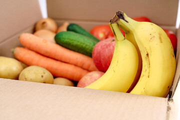 Delivery box. Fresh fruits vegetables.