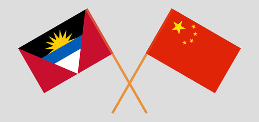 Crossed flags of Antigua and Barbuda and China