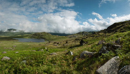 Fototapeta na wymiar Cloudy Snowdonia mountains 