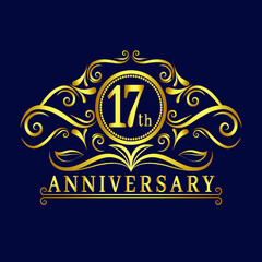 17 years Anniversary logo, luxurious 17th Anniversary design celebration.