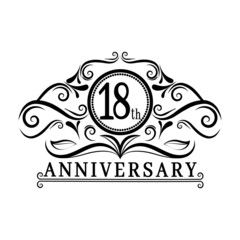 18 years Anniversary logo, luxurious 18th Anniversary design celebration.