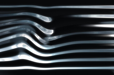A 3d Rendering of a Cloudy Afternoon Sky Reflected in a Rippling Chrome Surface; Reminiscent of an abstract American flag.