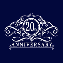 20 years Anniversary logo, luxurious 20th Anniversary design celebration.