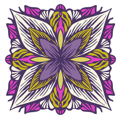 Modern isolated stylized design with abstract calligraphic lines in flower shape