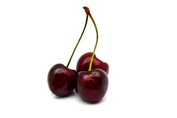 Three cherry berries on a twig