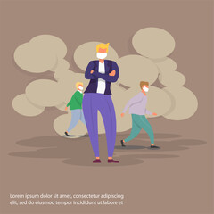 Novel coronavirus (2019-nCoV), Flat people in white medical face mask. Character concept of coronavirus quarantine flat illustration pattern