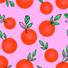 Vector oranges seamless pattern on pink background. Vector oranges pattern tropical party seamless pattern.