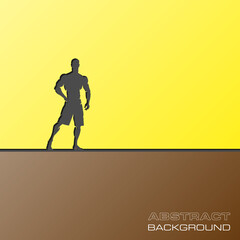 Fototapeta na wymiar Abstract flat design concept with Muscular Man Silhouette Lifting Weightsillustration on background. Vector collection. Fitness icon