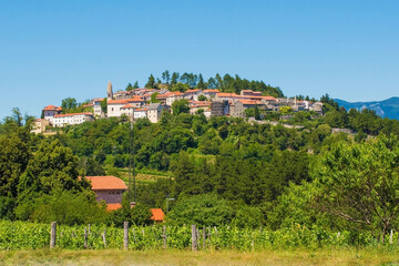 The old historic hill village of Stanjel in the Komen municipality of Primorska, south west...