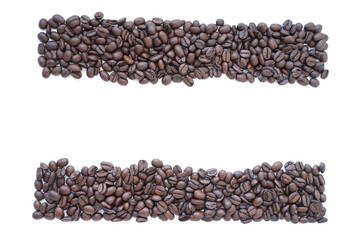 strips of coffee beans, on a white background.