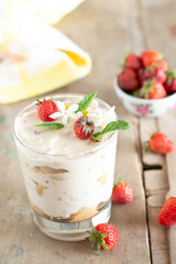  Italian dessert tiramisu with strawberry
