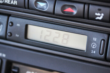 LCD clock in an old car