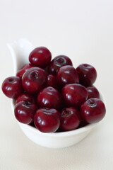 bowl of juicy cherries macro close up