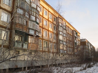 Fototapeta na wymiar Typical house in Yakutsk, Russia