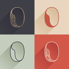 Classic number zero logo with premium decoration, Four style serif font set,