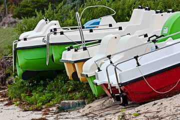 Fototapeta na wymiar Colourful paddle-boats