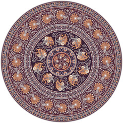 Vector ornament vintage ethnic round illustration