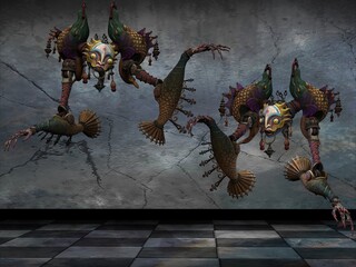 Puppets on a dirty background. 3d illustration