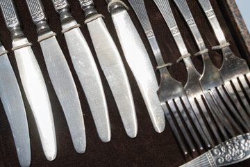 Set with forks, spoons and knives