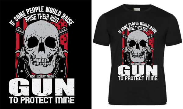 Gun skull T-shirt Design.