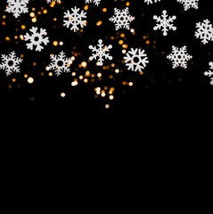 New Year's black color background snowflakes and glitters