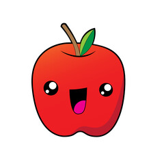 Happy Red Apple Vector Illustration