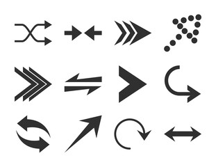 arrows direction guide cursor web navigation icons set silhouette style