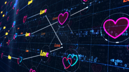 Cyber love symbols illustration