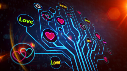 Cyber love symbols illustration