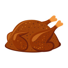 fried turkey isolated on white, vector illustration