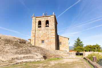 Fototapeta na wymiar Parish Church of St Peter the Apostle in Hacinas town, province of Burgos, Castile and Leon, Spain