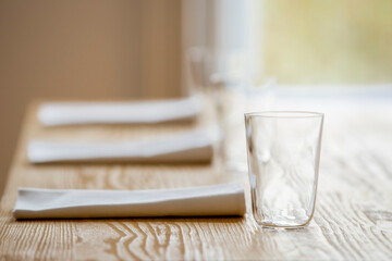Rustic table at restaurant interior
