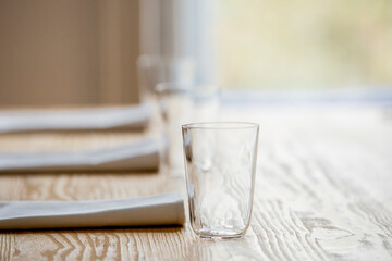 Rustic table at restaurant interior