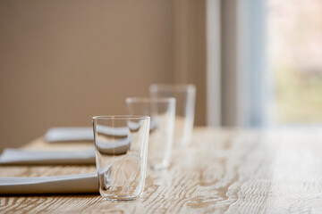 Rustic table at restaurant interior