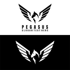 pegasus logo design icon vector