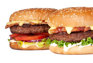 Tasty american grill burger isolated on the white