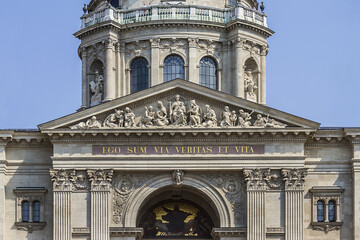 Fragment of St. Stephen's Basilica - Roman Catholic Basilica in Budapest, most important church in Hungary. Basilica named in honor of Stephen - first King of Hungary. Budapest, Hungary.