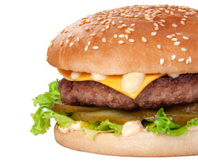 Tasty american grill burger isolated on the white