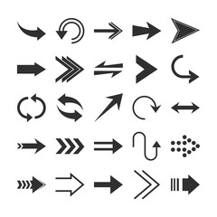 arrows direction guide cursor web navigation icons set silhouette style