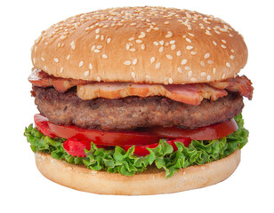 Tasty american grill burger isolated on the white